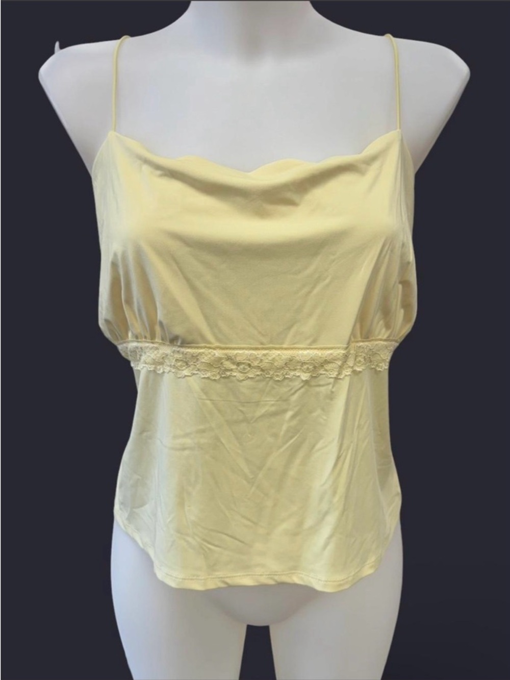 wild fable Pale Yellow Lace-Trim Spaghetti Strap Cami